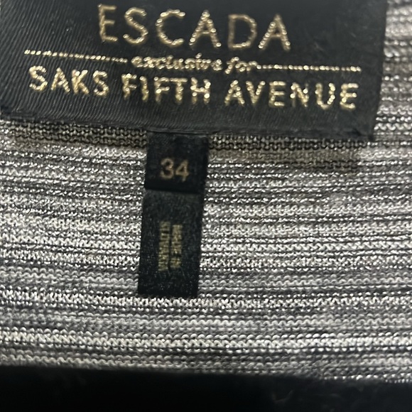 Escada Saks Fifth Avenue Silk gray silver striped Cardigan 34 - Picture 8 of 10